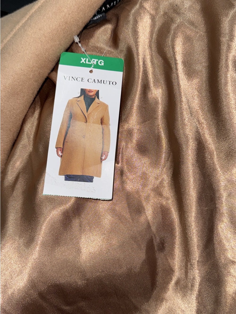 Vince Camuto Tan Wool-Blend Single-Breasted Trench Coat